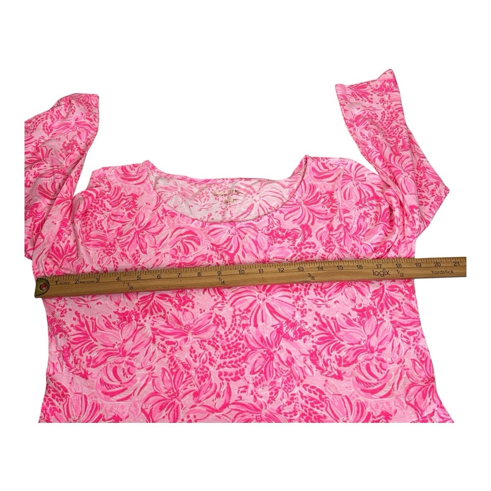 Lilly Pulitzer Pink Paradise Twirl Skirt Long Sleeve Dress Size Medium - Picture 9 of 12
